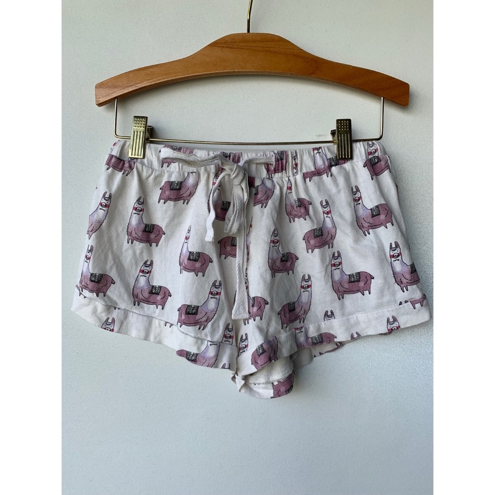 XS, MINKPINK, cream and purple llama print pajamas